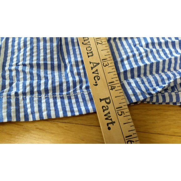 Old Navy OG Chino Womens Shorts Medium Seersucker Blue White Stripes Pockets Zip - Picture 16 of 16